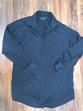 Mens Alexander Julian COLOURS Black Long Sleeve Button Dress Shirt XLT SKU144